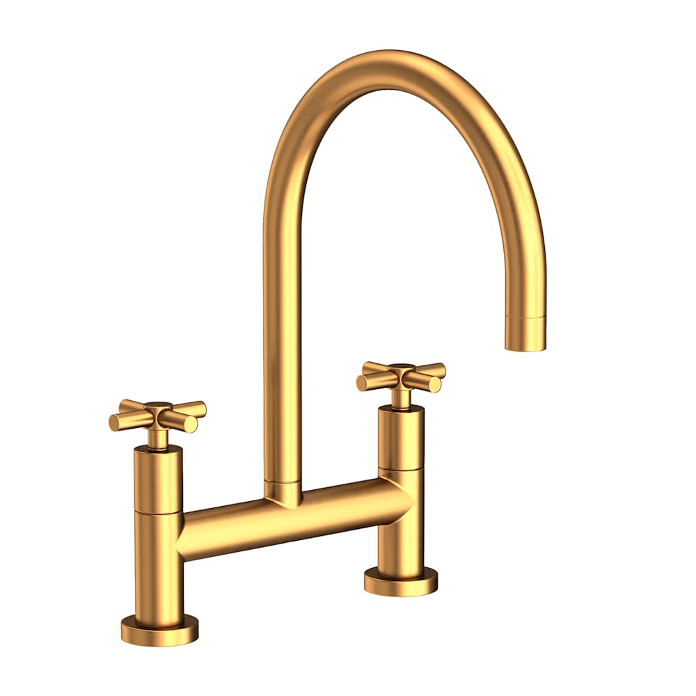 East Linear 1.8 GPM Widespread Bridge Kitchen Faucet with Cross Handles