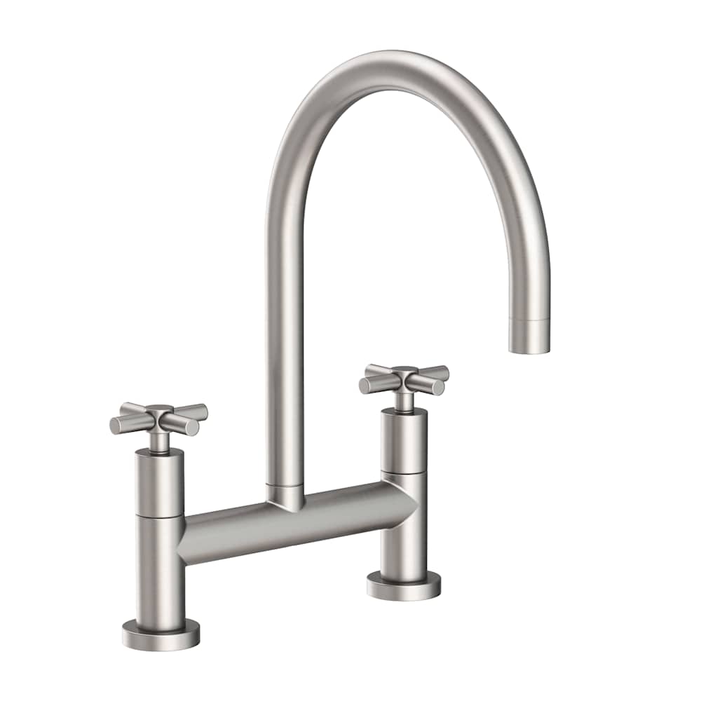 East Linear 1.8 GPM Widespread Bridge Kitchen Faucet with Cross Handles