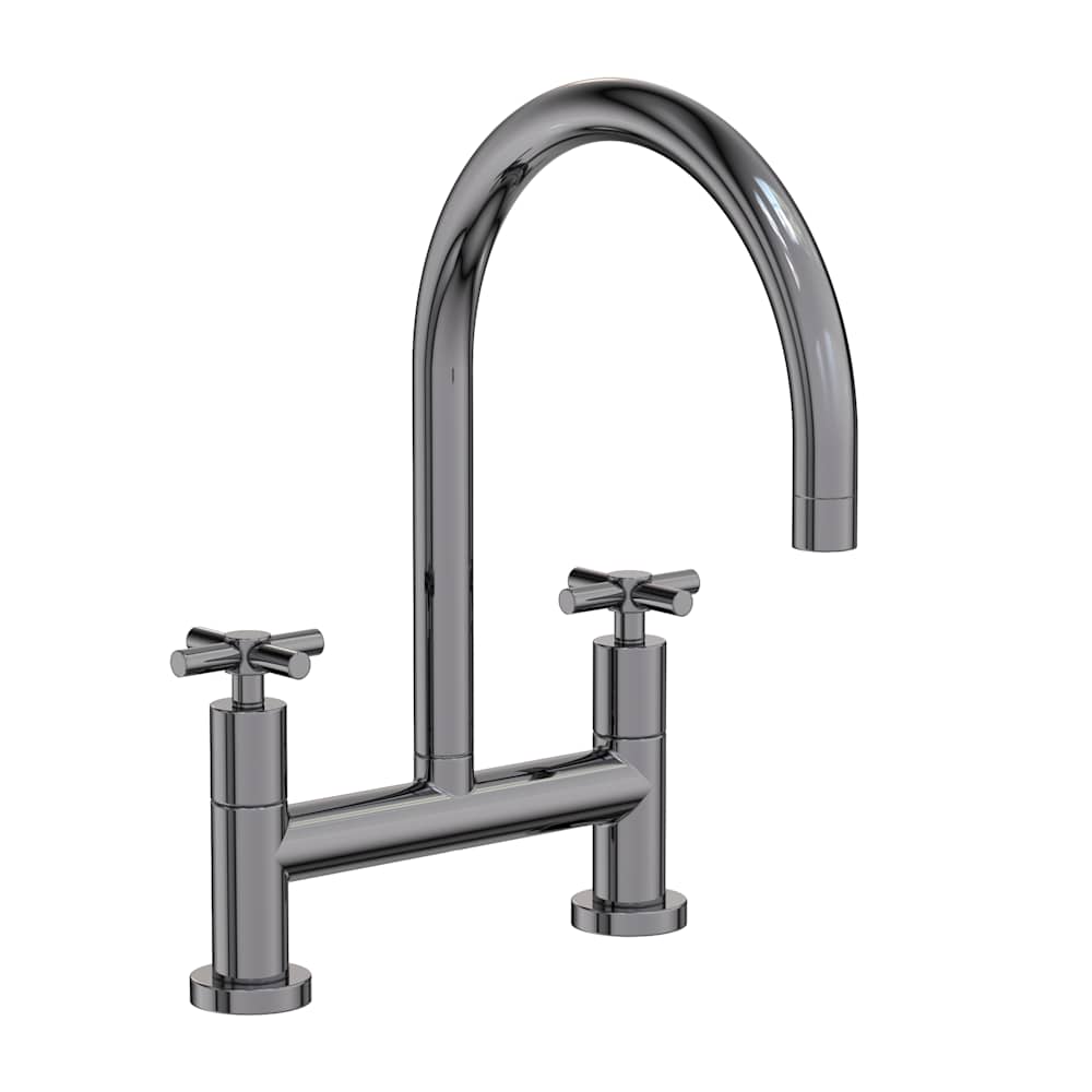 East Linear 1.8 GPM Widespread Bridge Kitchen Faucet with Cross Handles