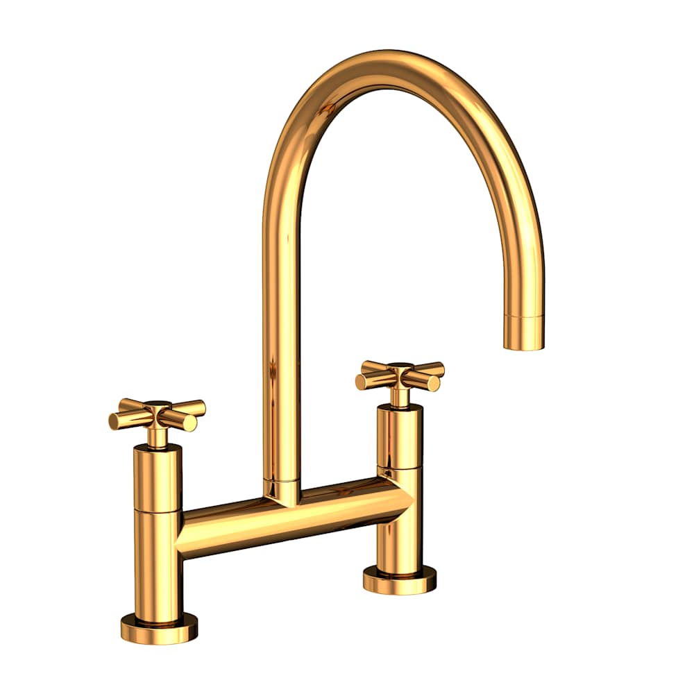 East Linear 1.8 GPM Widespread Bridge Kitchen Faucet with Cross Handles