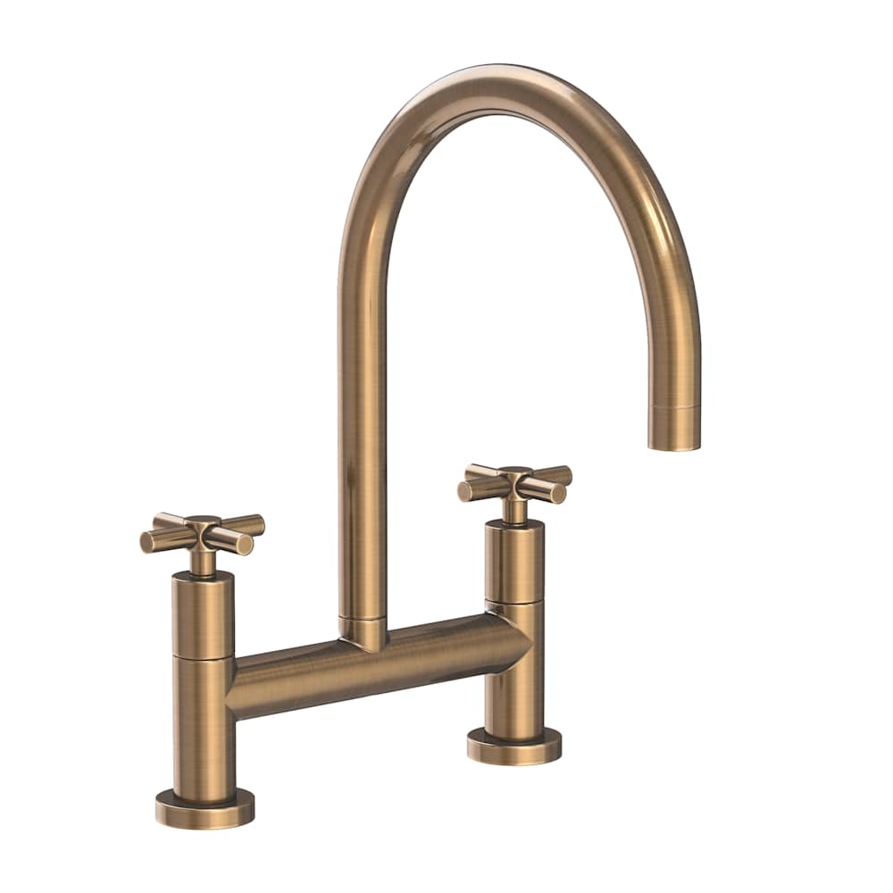 East Linear 1.8 GPM Widespread Bridge Kitchen Faucet with Cross Handles