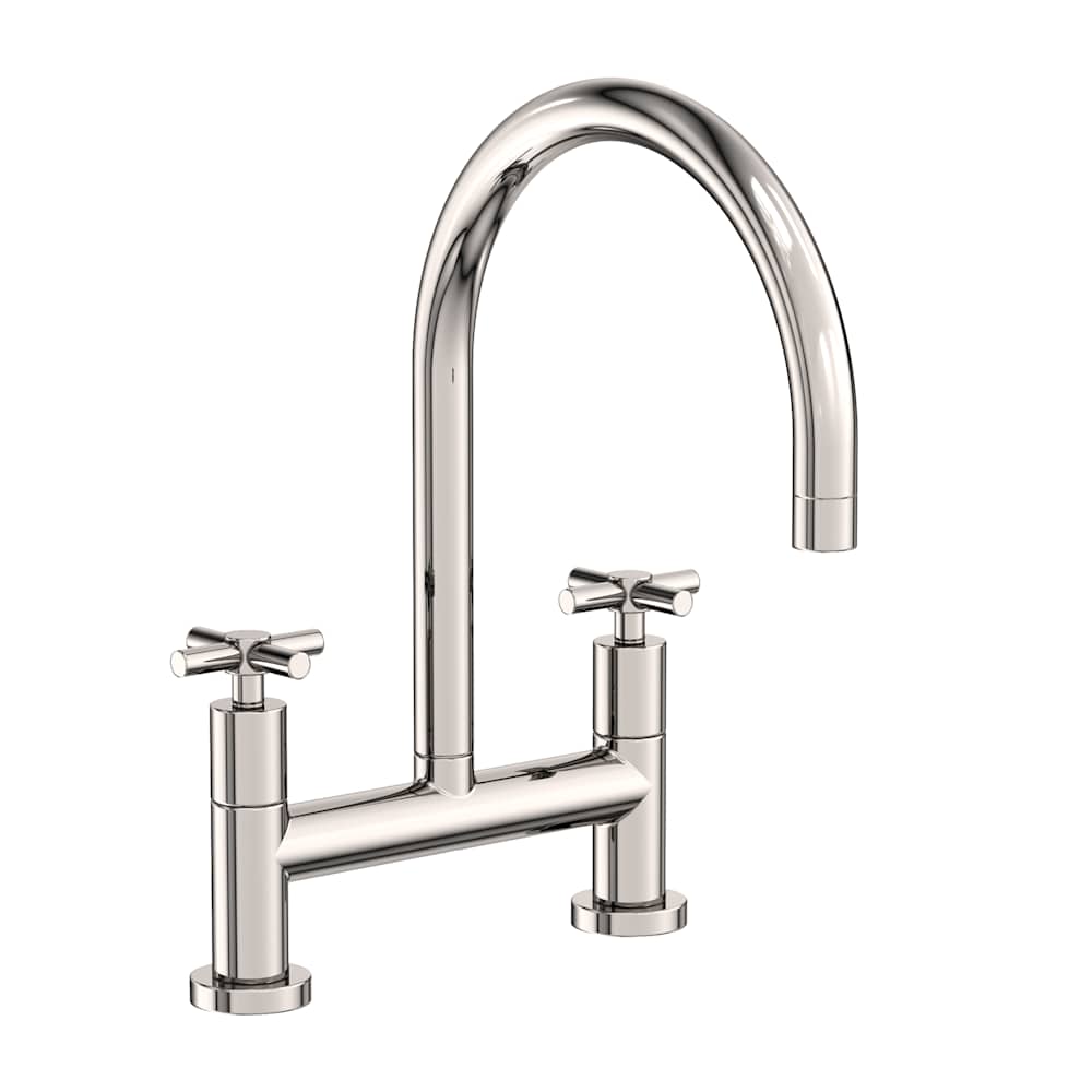 East Linear 1.8 GPM Widespread Bridge Kitchen Faucet with Cross Handles