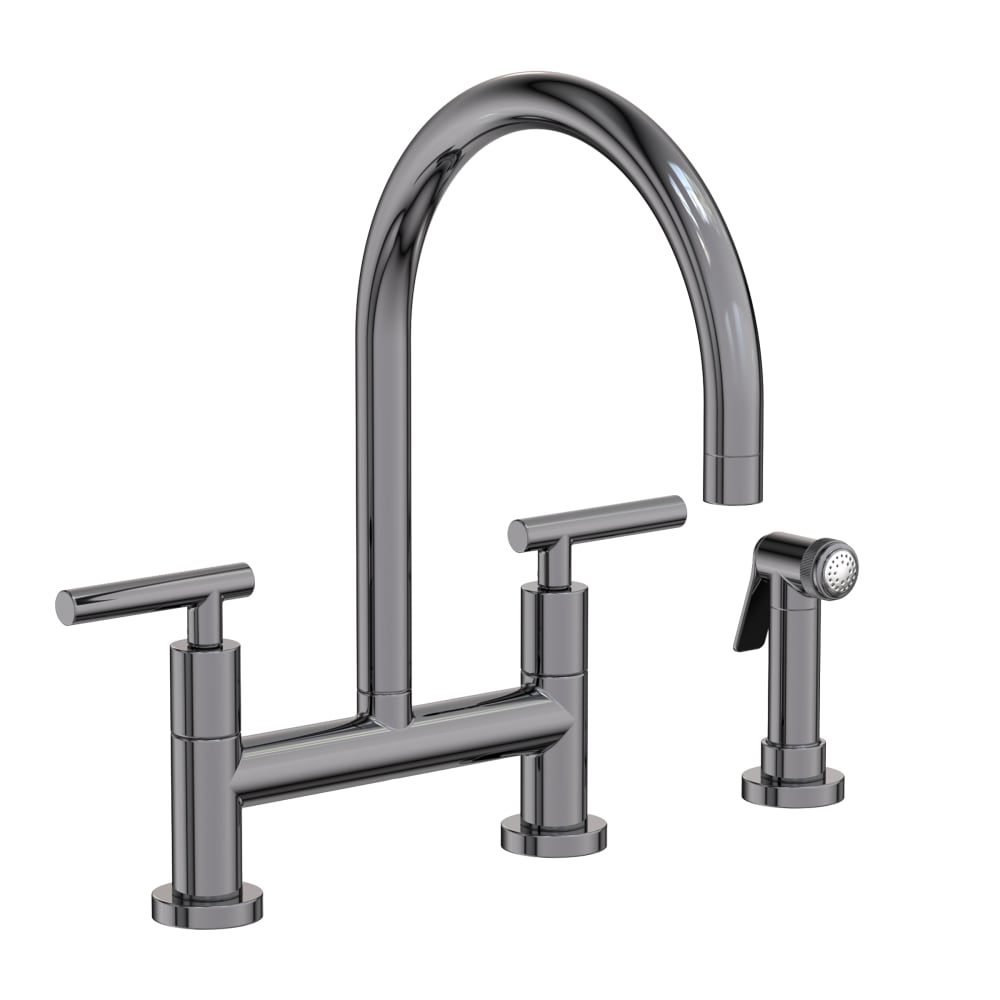 East Linear 1.8 GPM Widespread Bridge Kitchen Faucet with Lever Handles - Includes Side Spray