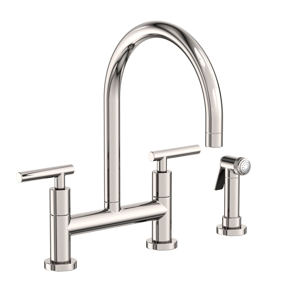 East Linear 1.8 GPM Widespread Bridge Kitchen Faucet with Lever Handles - Includes Side Spray