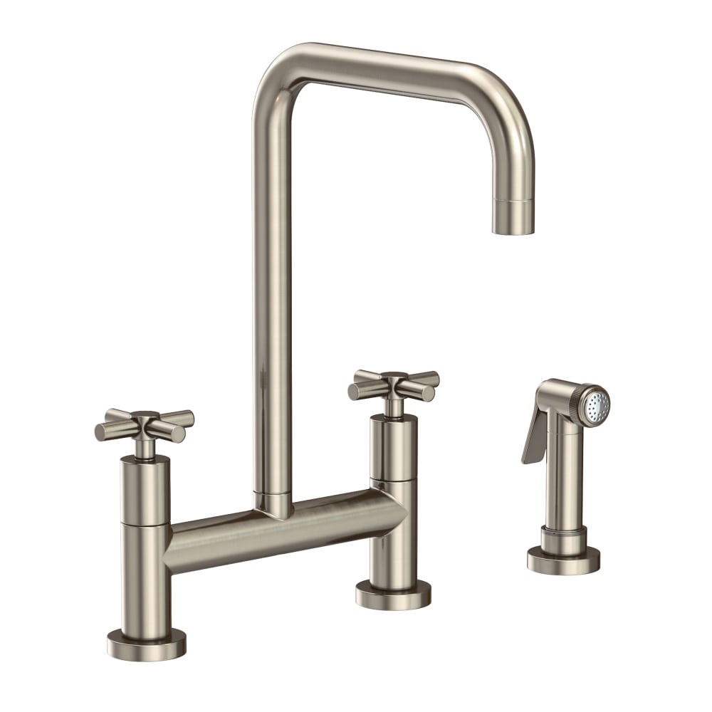 East Square 1.8 GPM Widespread Bridge Kitchen Faucet with Cross Handles - Includes Side Spray