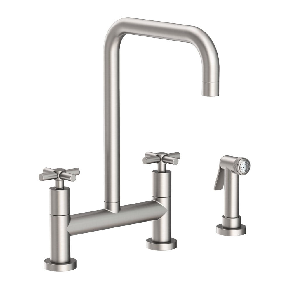 East Square 1.8 GPM Widespread Bridge Kitchen Faucet with Cross Handles - Includes Side Spray
