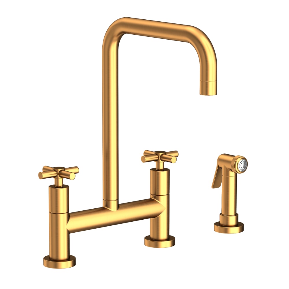 East Square 1.8 GPM Widespread Bridge Kitchen Faucet with Cross Handles - Includes Side Spray