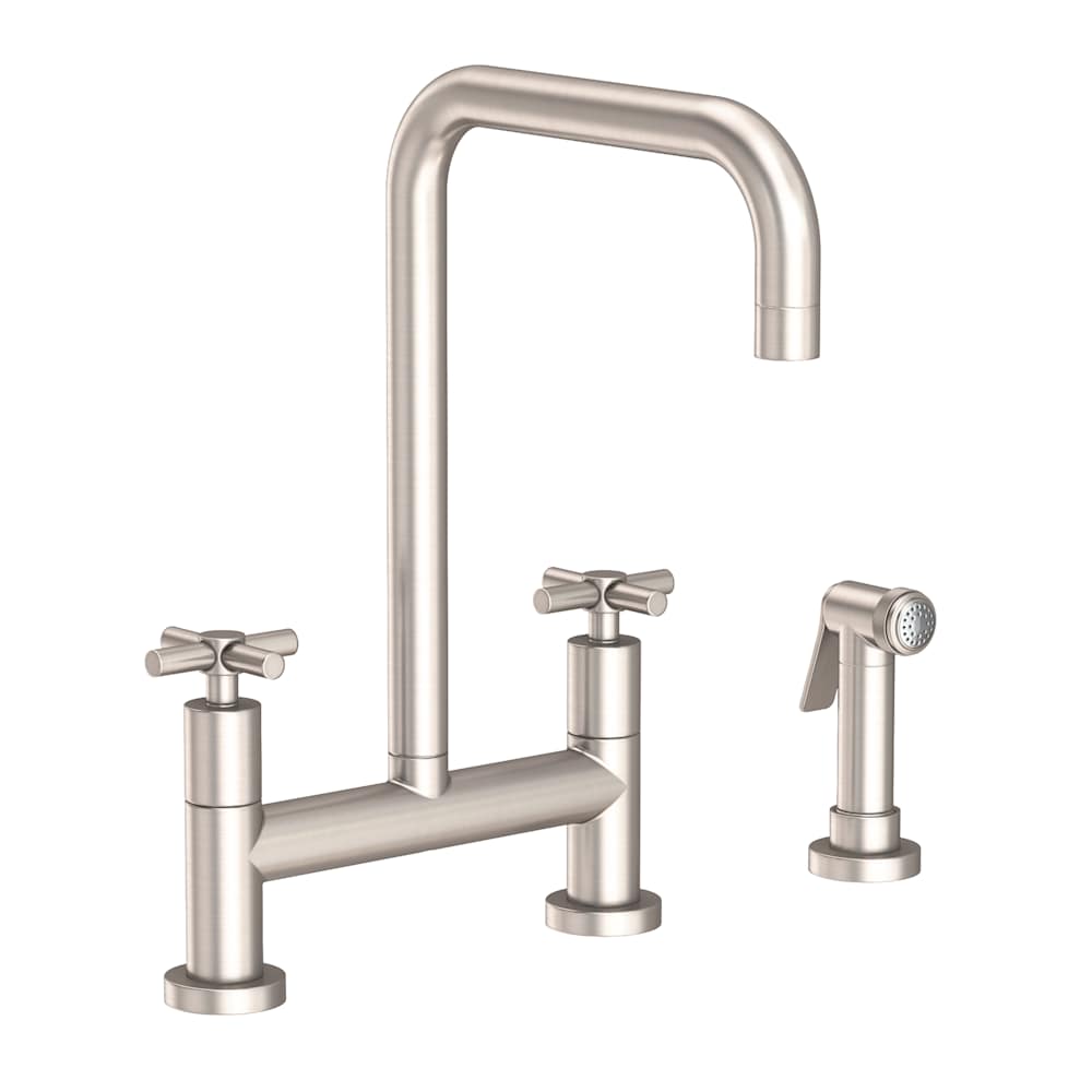 East Square 1.8 GPM Widespread Bridge Kitchen Faucet with Cross Handles - Includes Side Spray