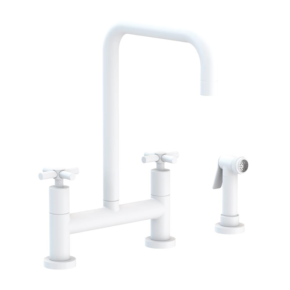 East Square 1.8 GPM Widespread Bridge Kitchen Faucet with Cross Handles - Includes Side Spray