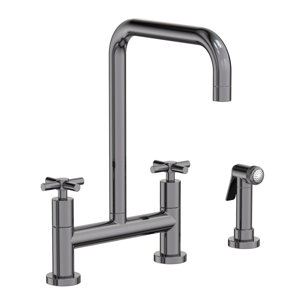 East Square 1.8 GPM Widespread Bridge Kitchen Faucet with Cross Handles - Includes Side Spray