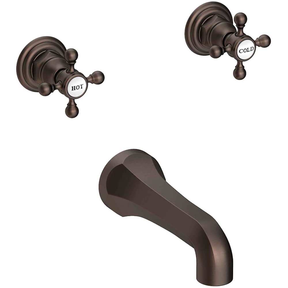 Astor Double Handle Wall Mounted Bathtub Faucet with Metal Cross Handles