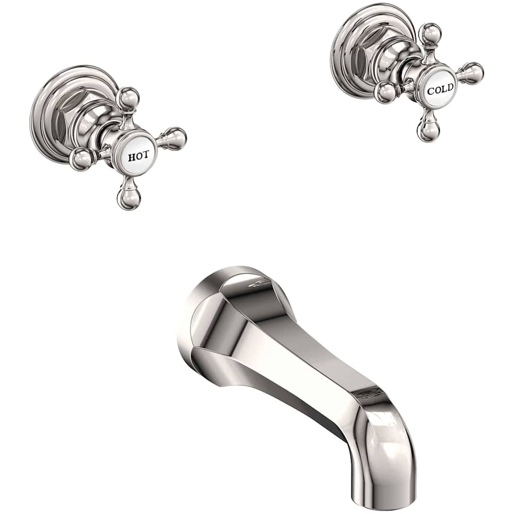 Astor Double Handle Wall Mounted Bathtub Faucet with Metal Cross Handles