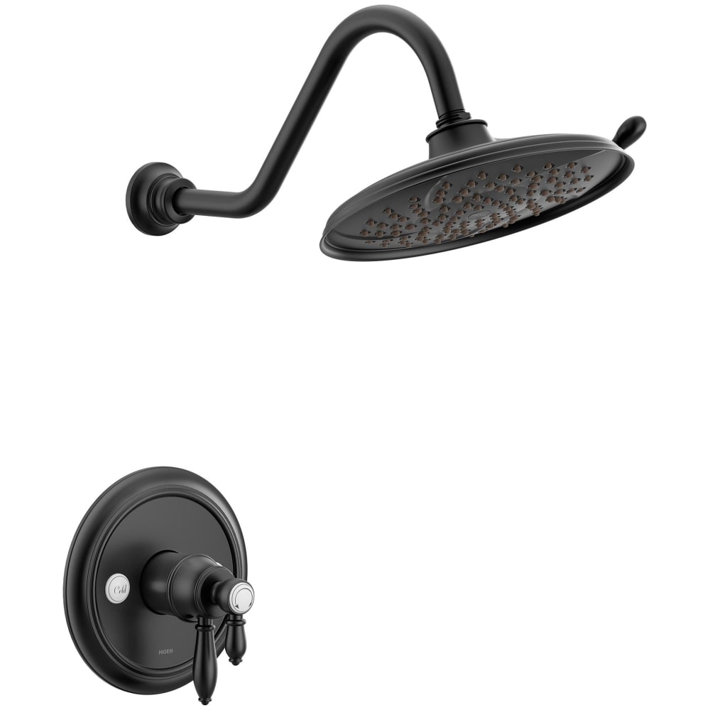 Moen Weymouth Posi-Temp Pressure Balanced Tub and Shower Trim with Multi-Function Shower Head and Tub Spout (Less Valve) Brushed Nickel