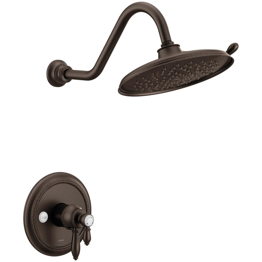 Moen Weymouth Posi-Temp Pressure Balanced Tub and Shower Trim with Multi-Function Shower Head and Tub Spout (Less Valve) Matte Black