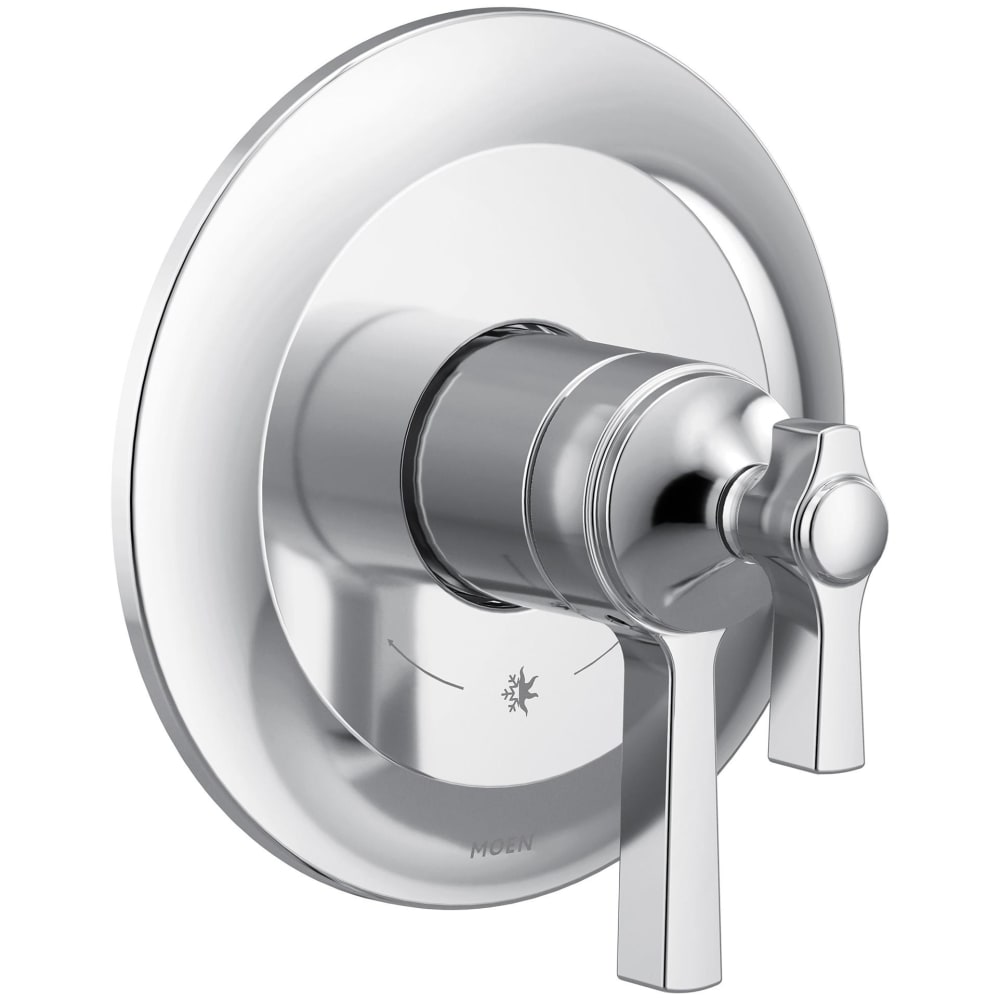 Moen Double Handle ExactTemp Thermostatic Shower Trim with Rain Shower Head and Volume Control (Less Valves) Chrome