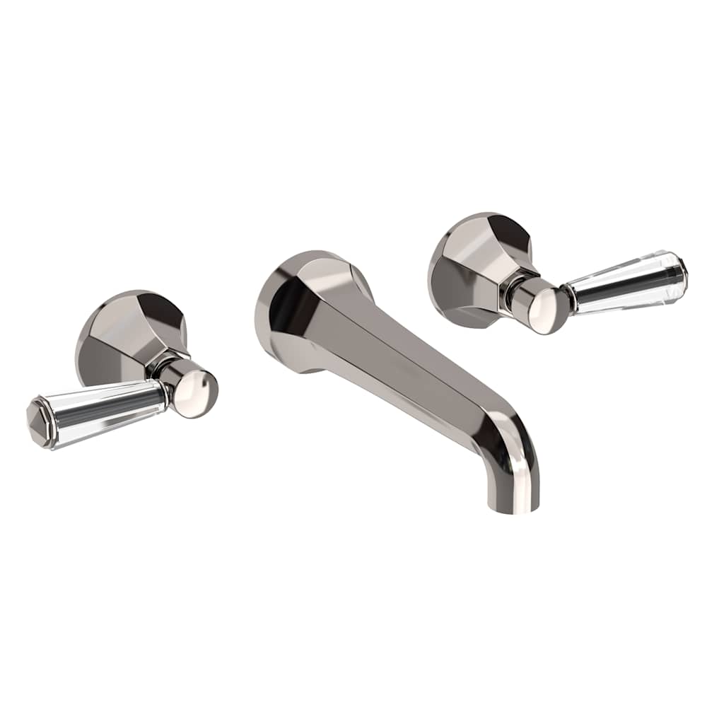 Metropole 1.2 GPM Wall Mounted Widespread Bathroom Faucet with Crystal Lever Handle