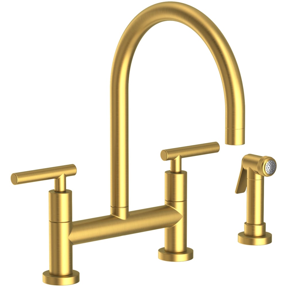 East Linear 1.8 GPM Widespread Bridge Kitchen Faucet with Lever Handles - Includes Side Spray