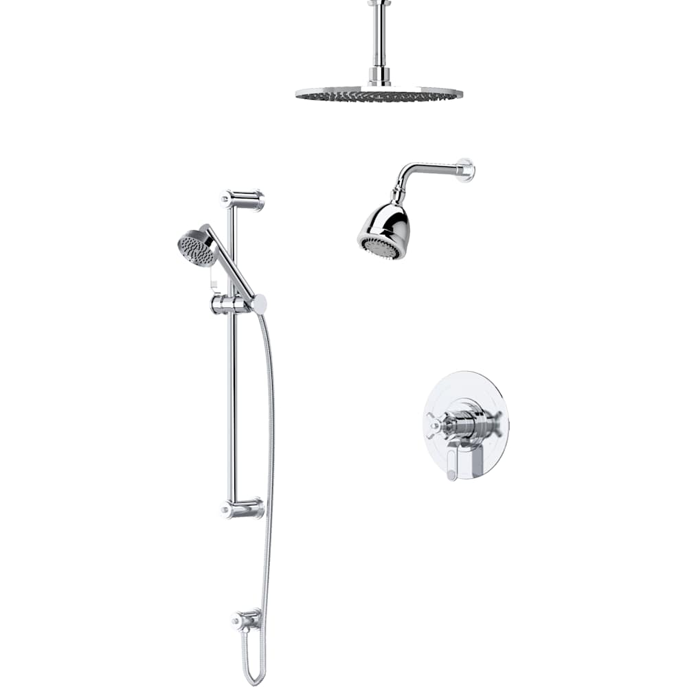 Armstrong Pressure Balanced and Thermostatic Shower System with Shower Head, Hand Shower, Slide Bar, Shower Arm, Hose, and Valve Trim