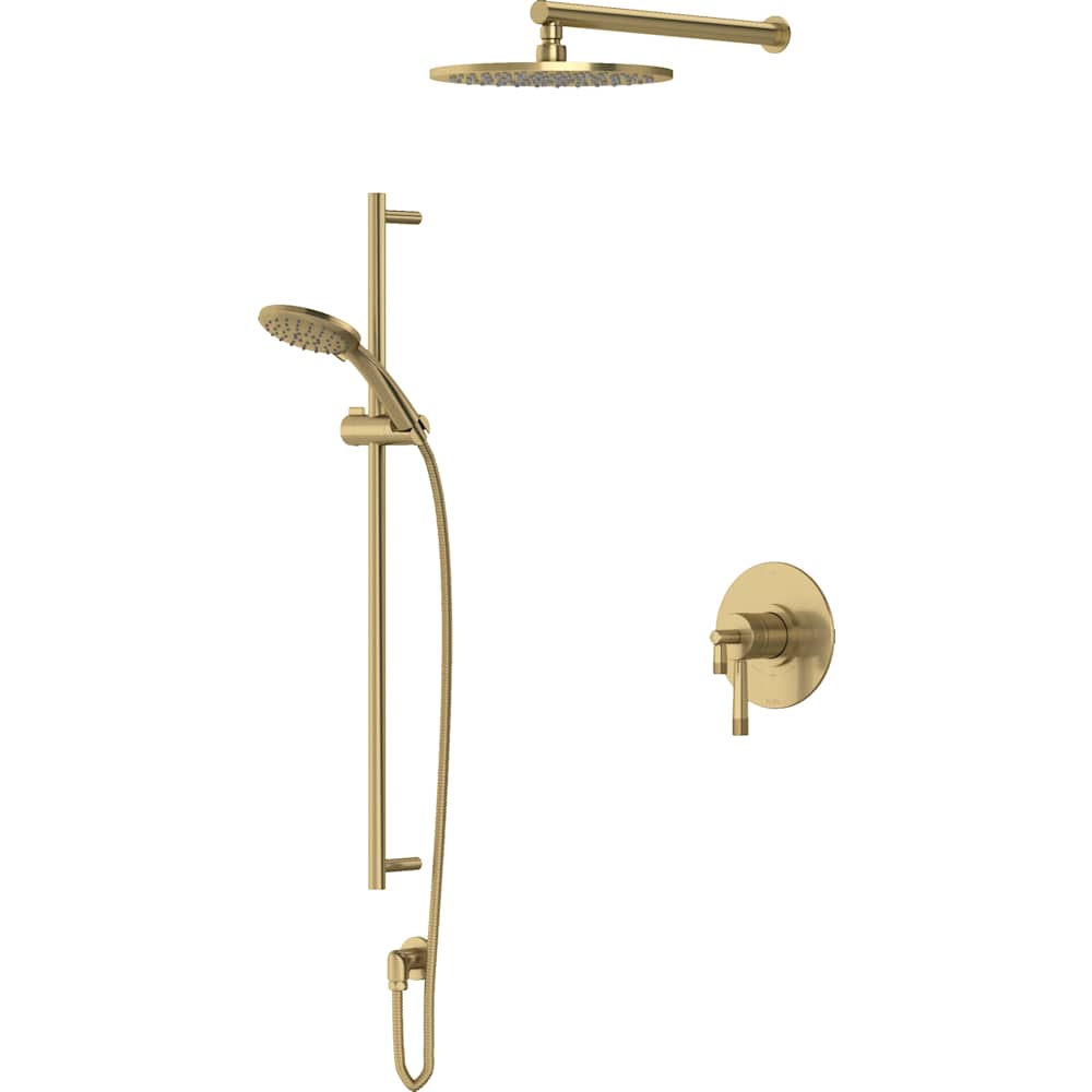 Amahle Pressure Balanced and Thermostatic Shower System with Shower Head, Hand Shower, Slide Bar, Shower Arm, Hose, and Valve Trim
