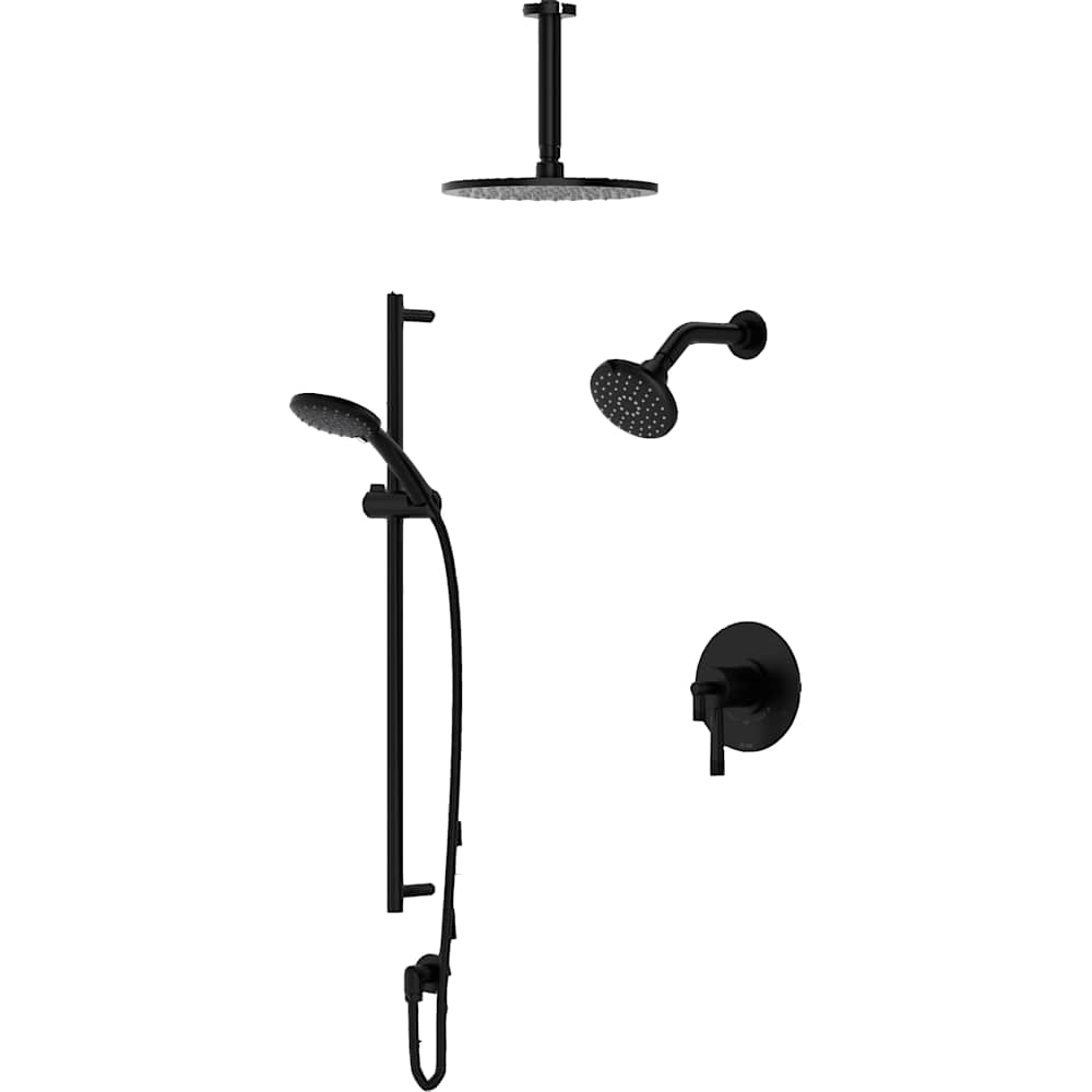 Amahle Pressure Balanced and Thermostatic Shower System with Shower Head, Hand Shower, Slide Bar, Shower Arm, Hose, and Valve Trim