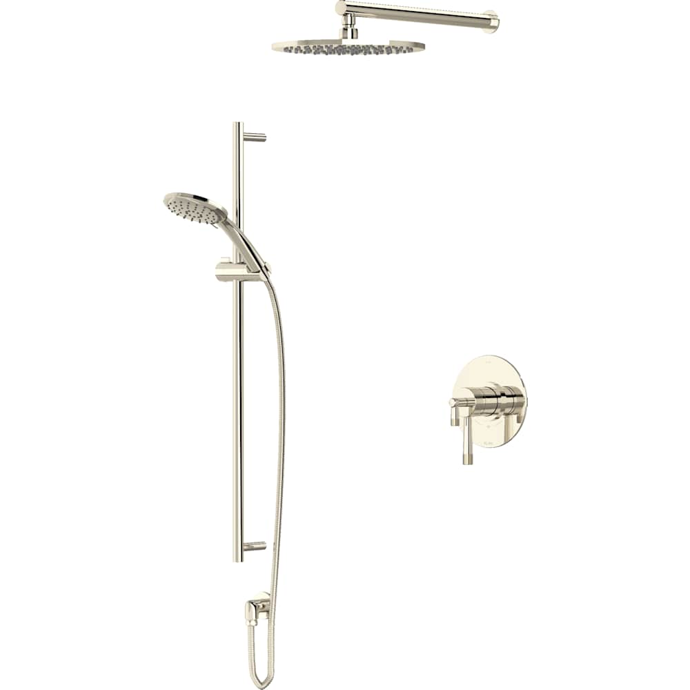 Amahle Pressure Balanced and Thermostatic Shower System with Shower Head, Hand Shower, Slide Bar, Shower Arm, Hose, and Valve Trim