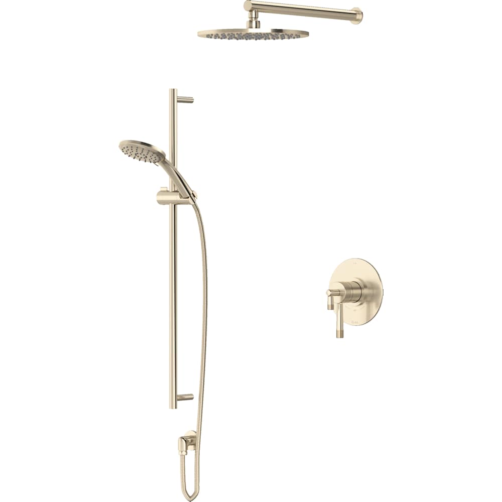 Amahle Pressure Balanced and Thermostatic Shower System with Shower Head, Hand Shower, Slide Bar, Shower Arm, Hose, and Valve Trim