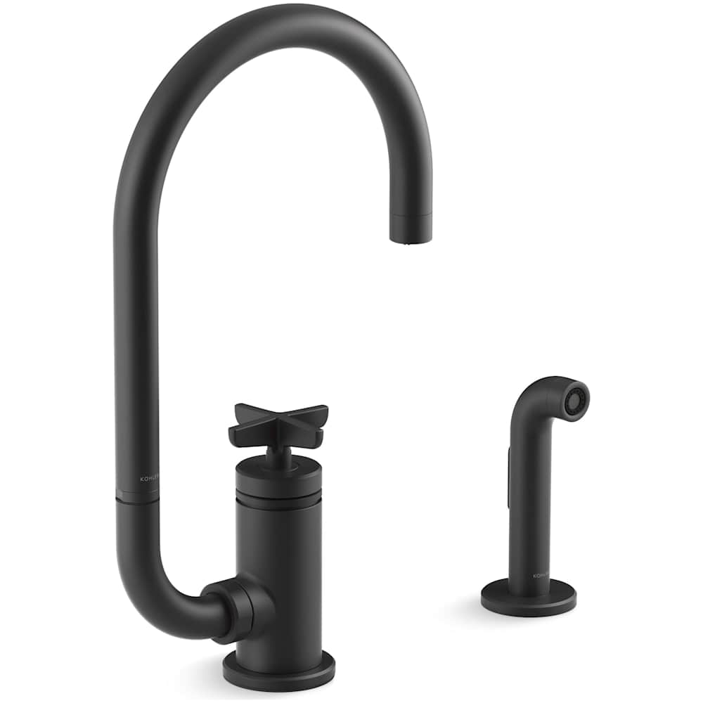 Billet 1.5 GPM Single Hole Kitchen Faucet - Includes Side Spray and Single Cross Handle
