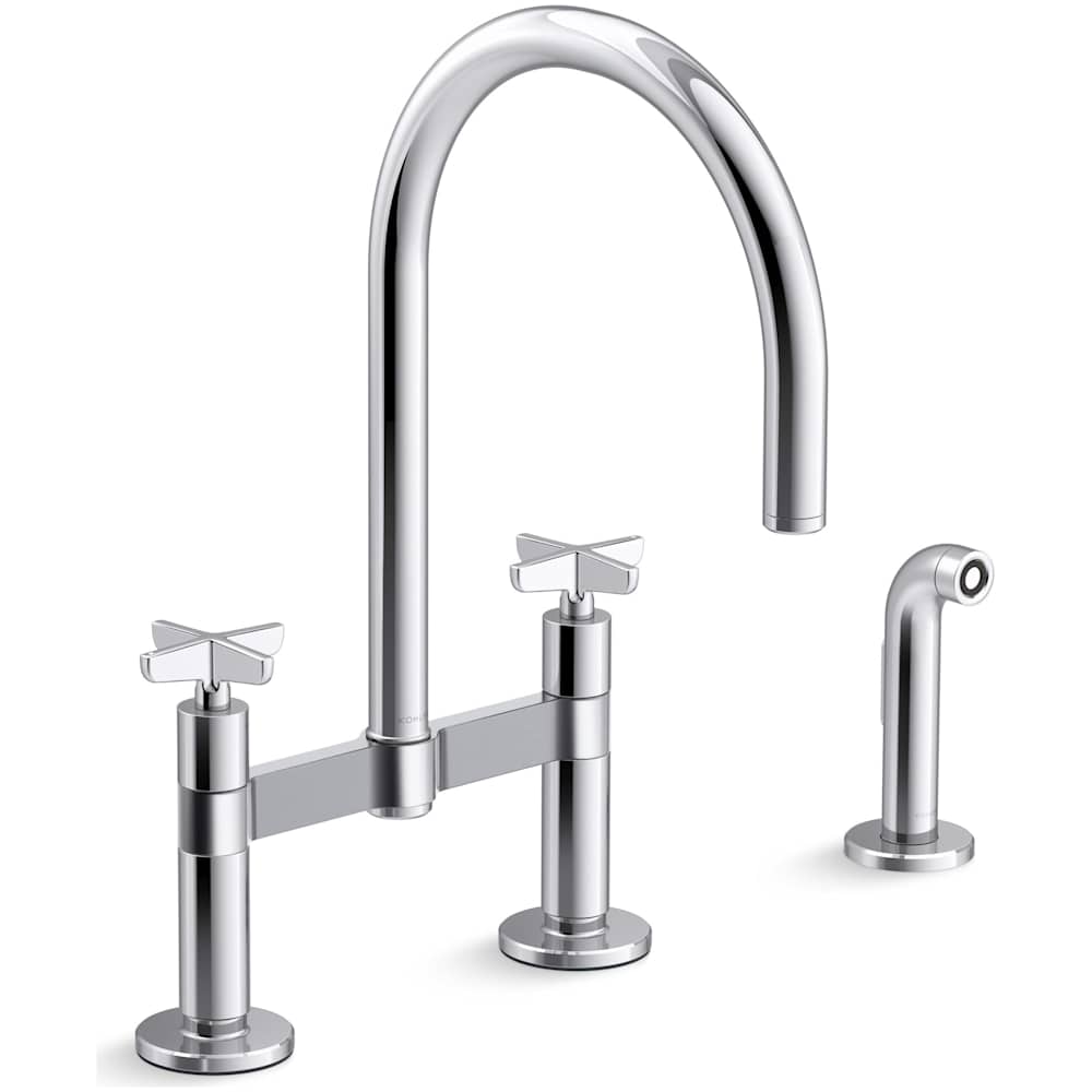 Billet 1.5 GPM Widespread Bridge Kitchen Faucet - Includes Side Spray and High-Arch Spout