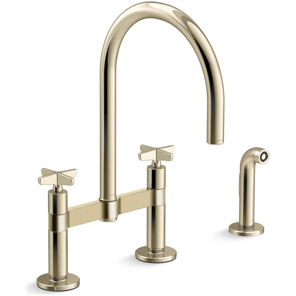 Billet 1.5 GPM Widespread Bridge Kitchen Faucet - Includes Side Spray and High-Arch Spout