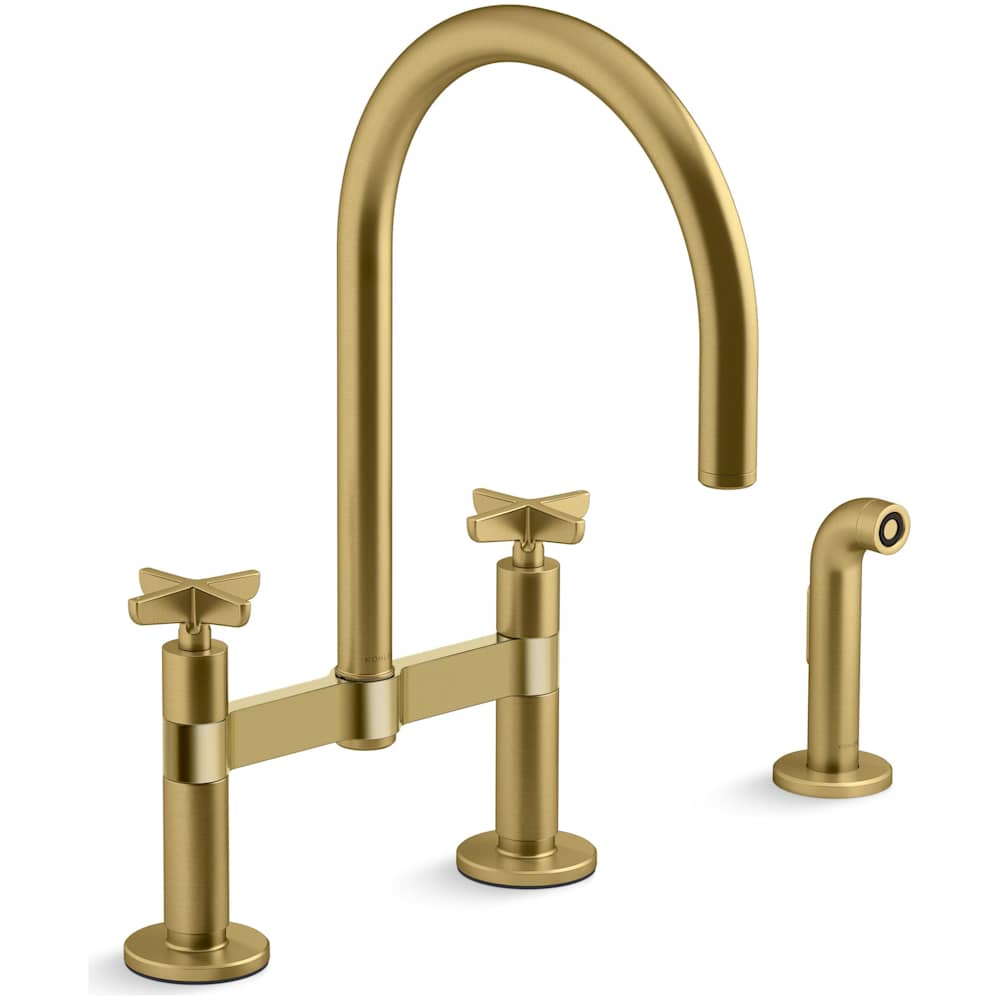 Billet 1.5 GPM Widespread Bridge Kitchen Faucet - Includes Side Spray and High-Arch Spout