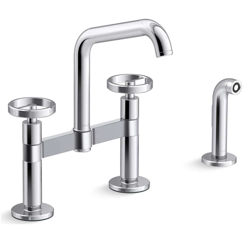 Billet 1.5 GPM Widespread Bridge Kitchen Faucet - Includes Side Spray