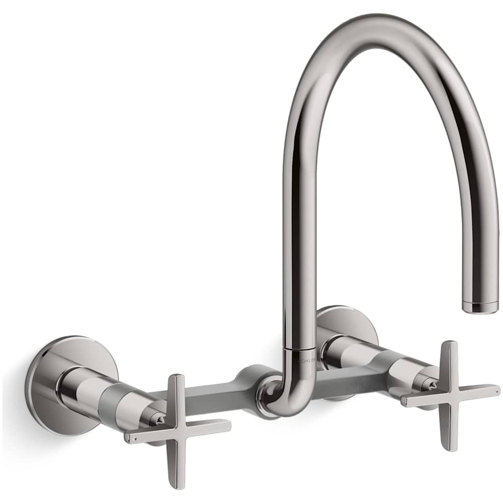 Billet 1.5 GPM Wall Mounted Widespread Bridge Kitchen Faucet with Dual Cross Handles
