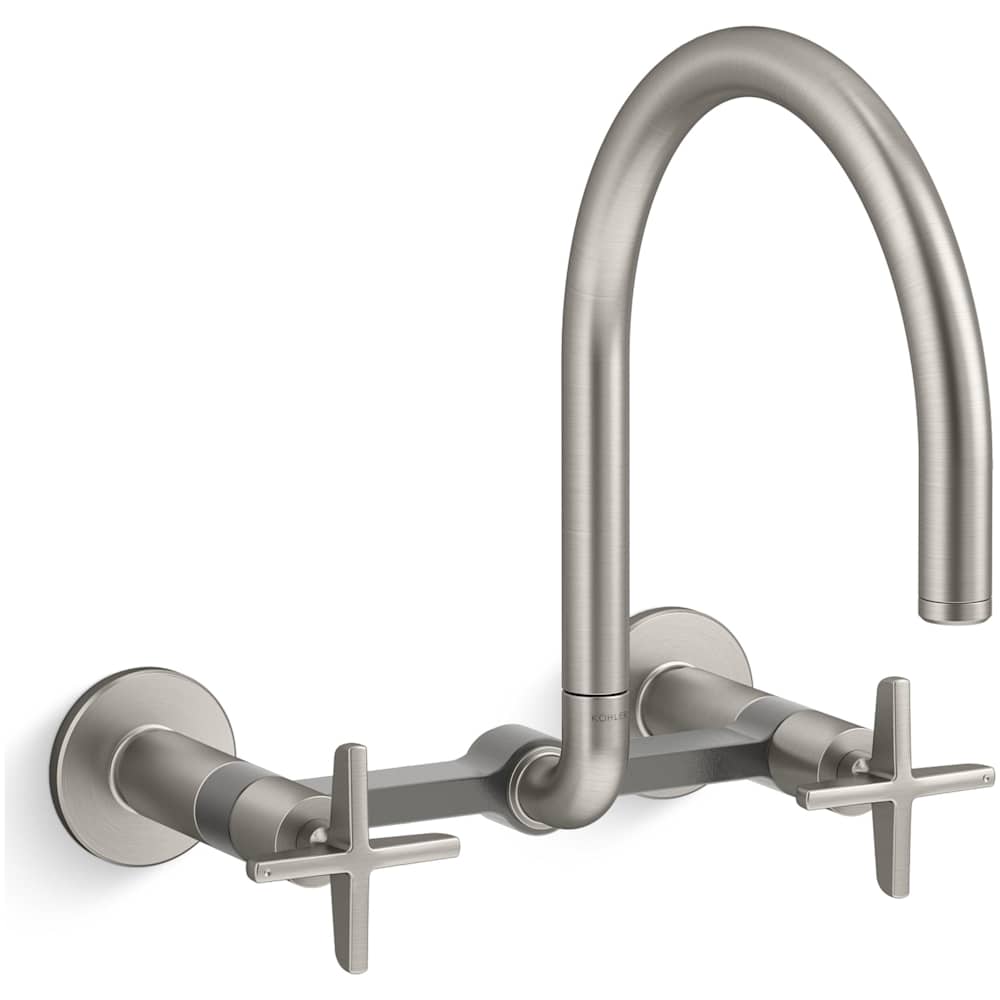 Billet 1.5 GPM Wall Mounted Widespread Bridge Kitchen Faucet with Dual Cross Handles