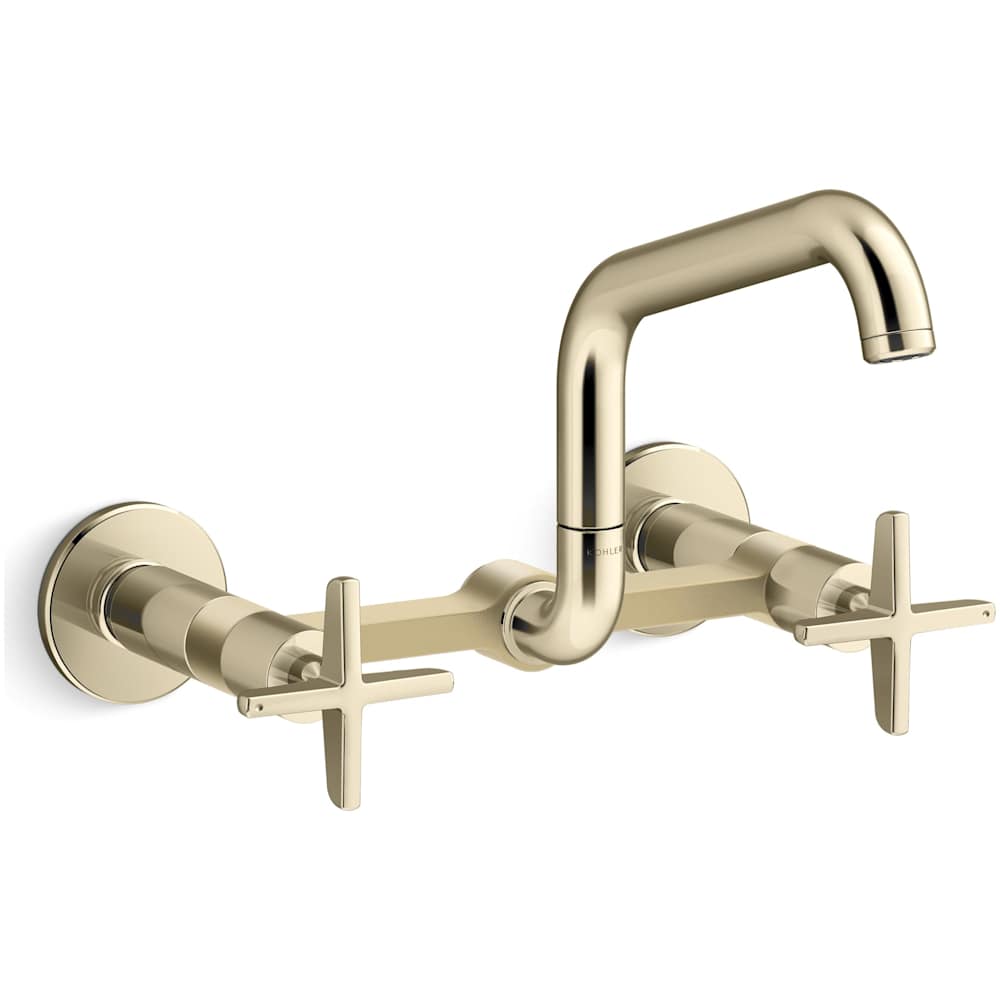 Billet 1.5 GPM Wall Mounted Widespread Bridge Kitchen Faucet with Dual Cross Handles