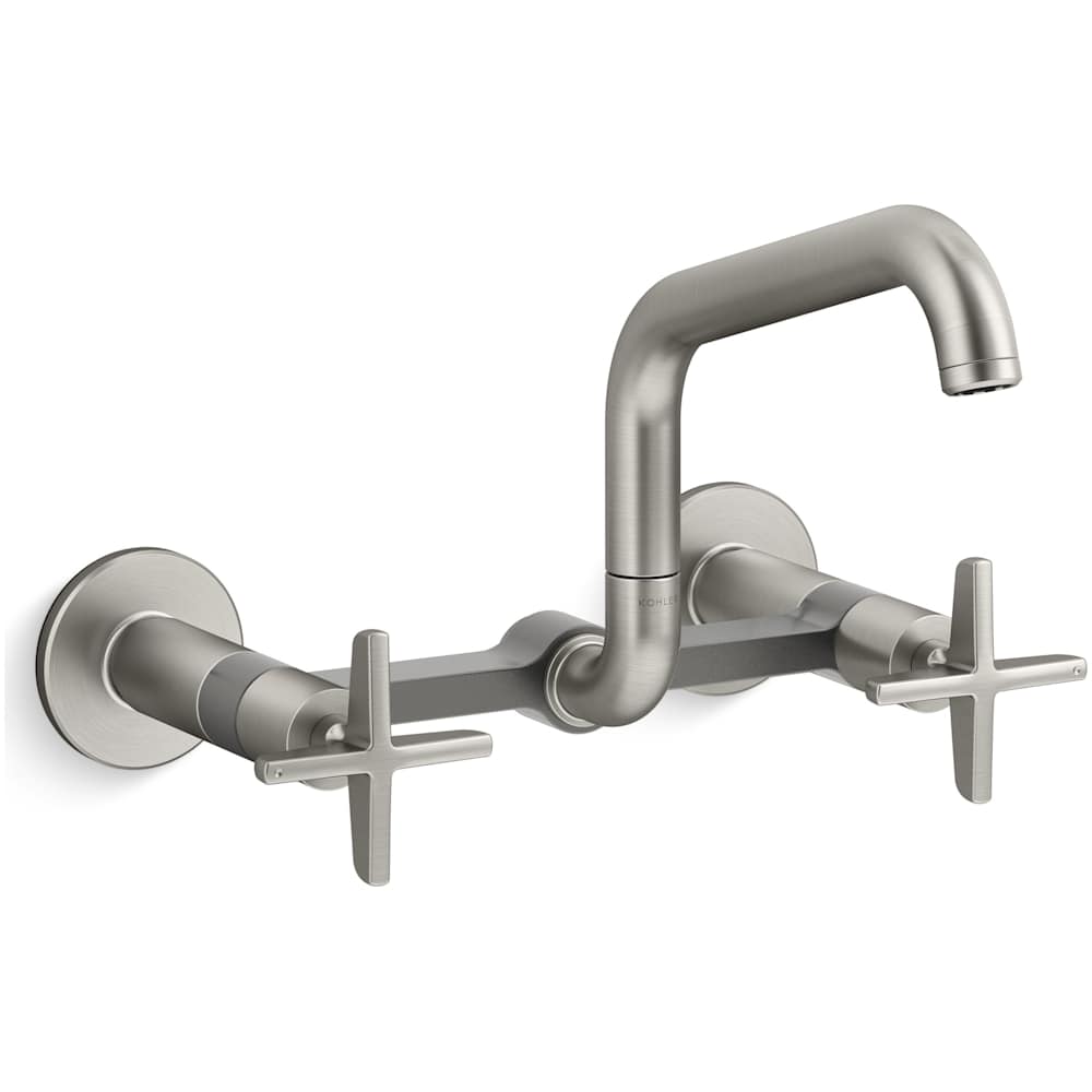 Billet 1.5 GPM Wall Mounted Widespread Bridge Kitchen Faucet with Dual Cross Handles