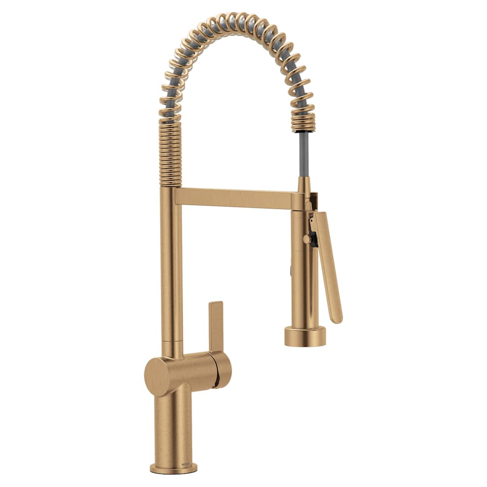 Moen Cia 1.5 GPM Pre-Rinse Semi-Professional Pull Down Kitchen Faucet with Power Boost Pro Spray Bronzed Gold