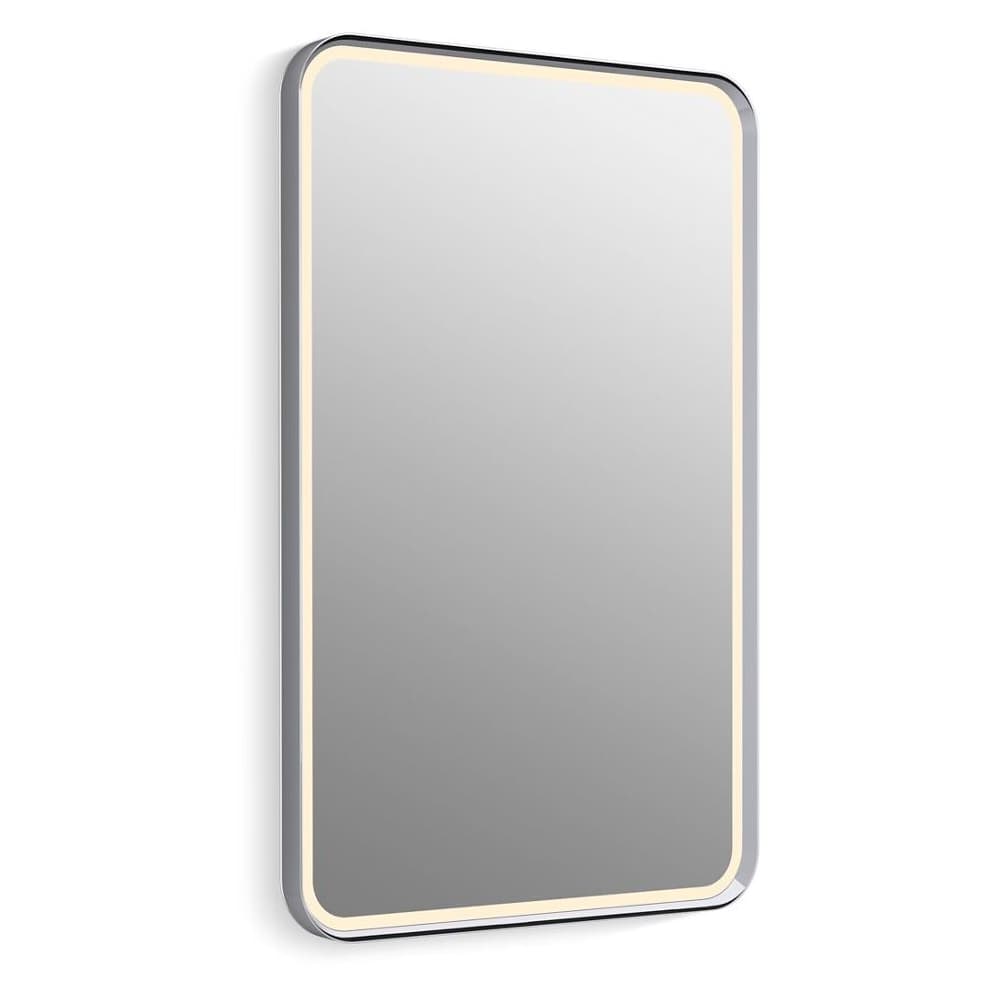 Essential Ultrabright 22"W x 34"H Rectangular Flat Framed Wall Mounted Mirror with LED Lighting
