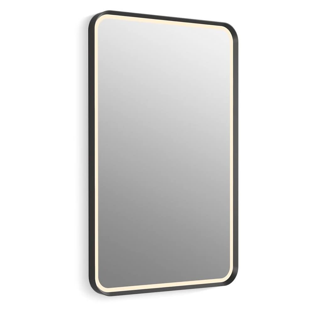 Essential Ultrabright 22"W x 34"H Rectangular Flat Framed Wall Mounted Mirror with LED Lighting