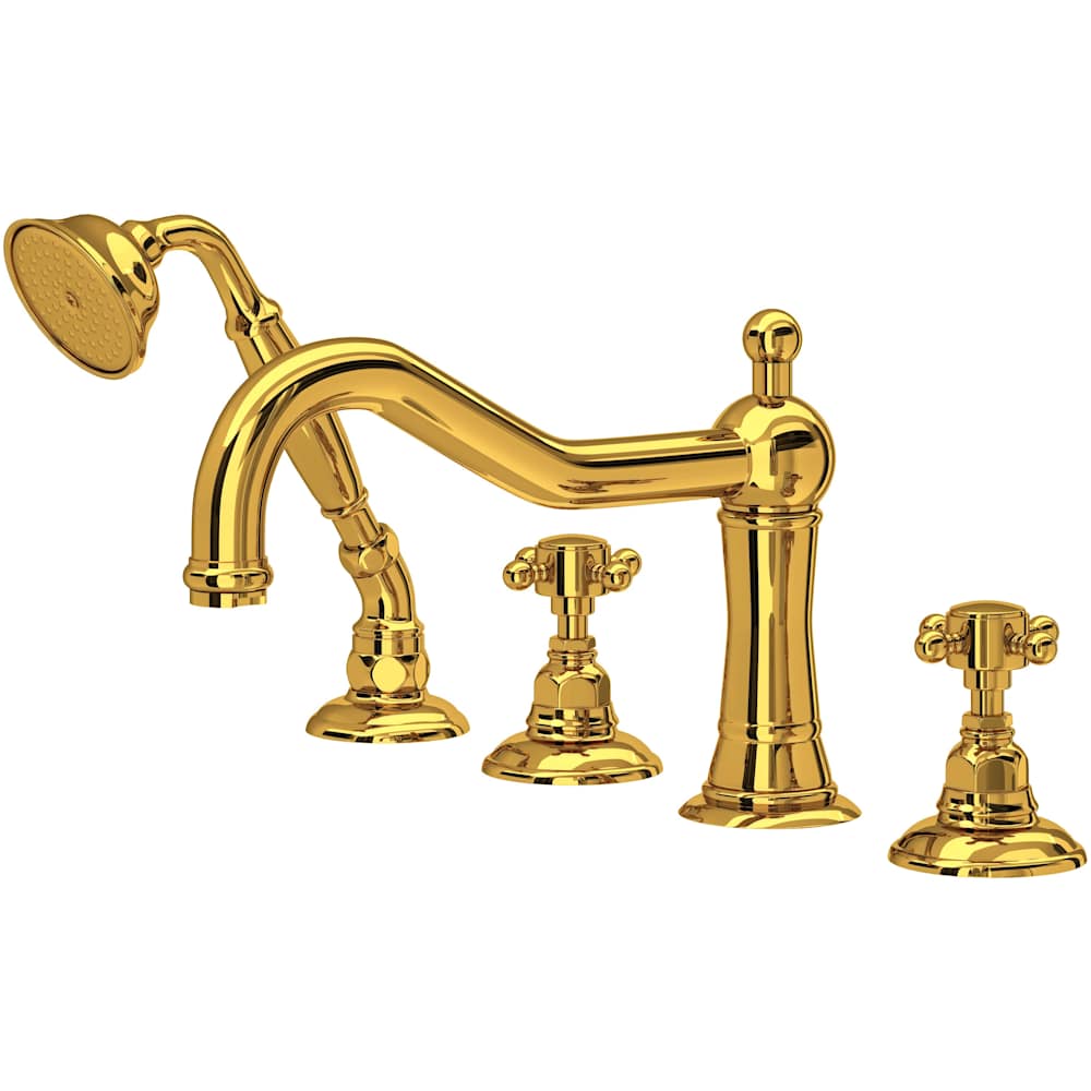 Acqui Deck Mounted Roman Tub Filler with Built-In Diverter - Includes Hand Shower