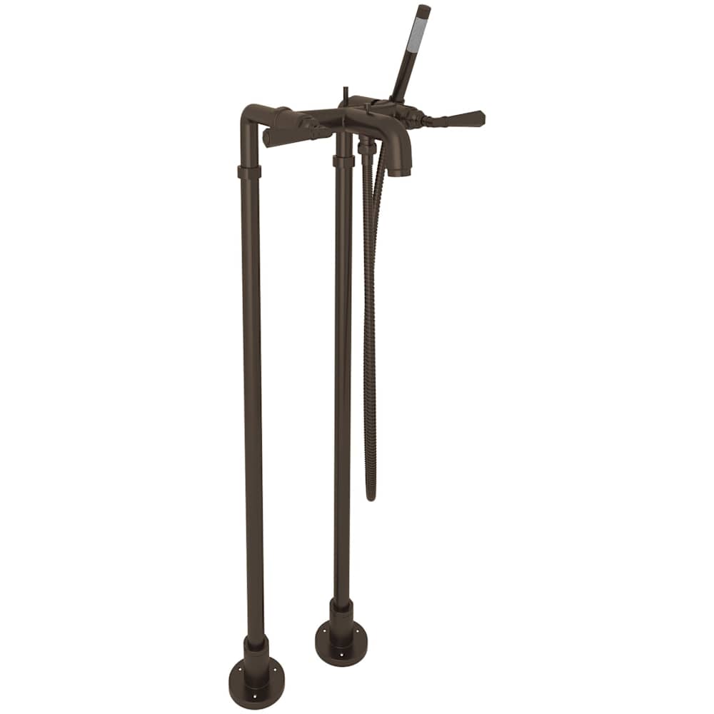 San Giovanni Floor Mounted Tub Filler with Built-In Diverter - Includes Hand Shower