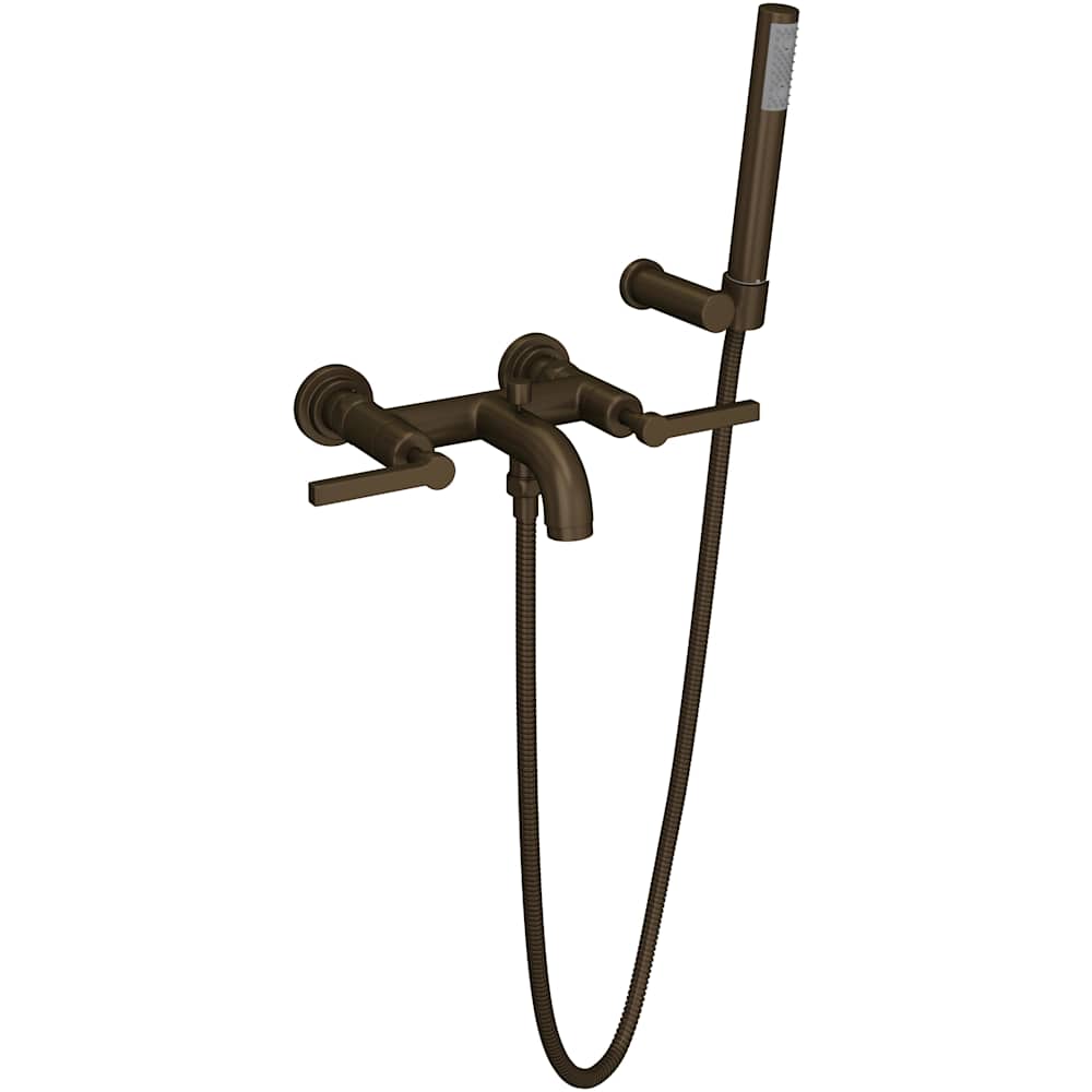Lombardia Wall Mounted Tub Filler with Built-In Diverter - Includes Hand Shower