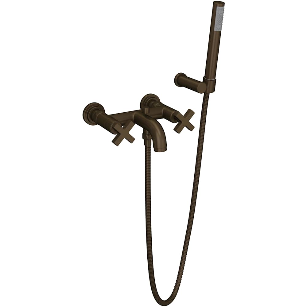 Lombardia Wall Mounted Tub Filler with Built-In Diverter - Includes Hand Shower