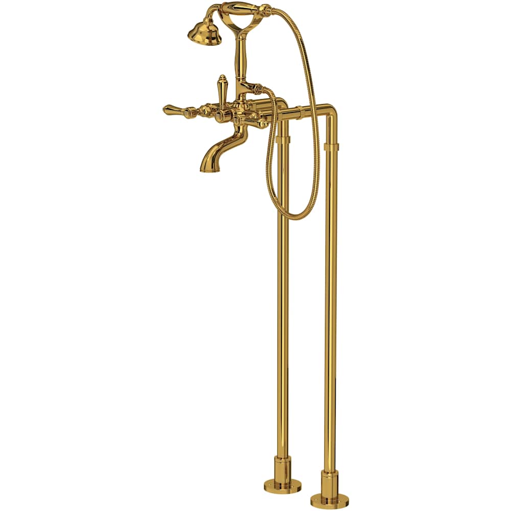 Acqui Floor Mounted Tub Filler with Built-In Diverter - Includes Hand Shower