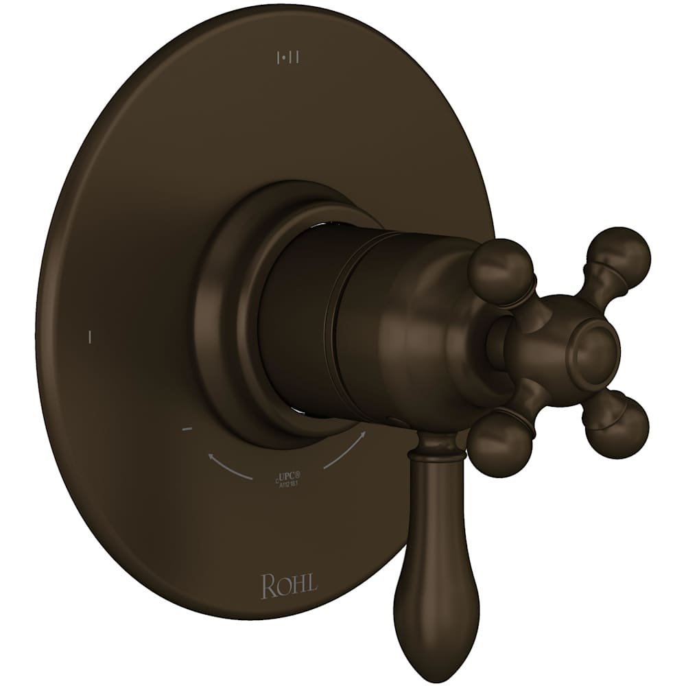 Arcana Two Independent and One Shared Function Thermostatic Valve Trim Only with Single Cross / Lever Handle, Integrated Diverter, and Volume Control - Less Rough In