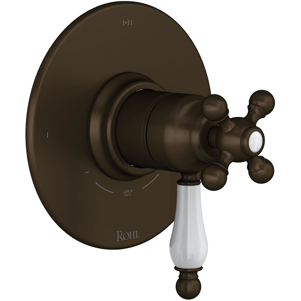 Arcana Two Independent and One Shared Function Thermostatic Valve Trim Only with Single Cross / Lever Handle, Integrated Diverter, and Volume Control - Less Rough In