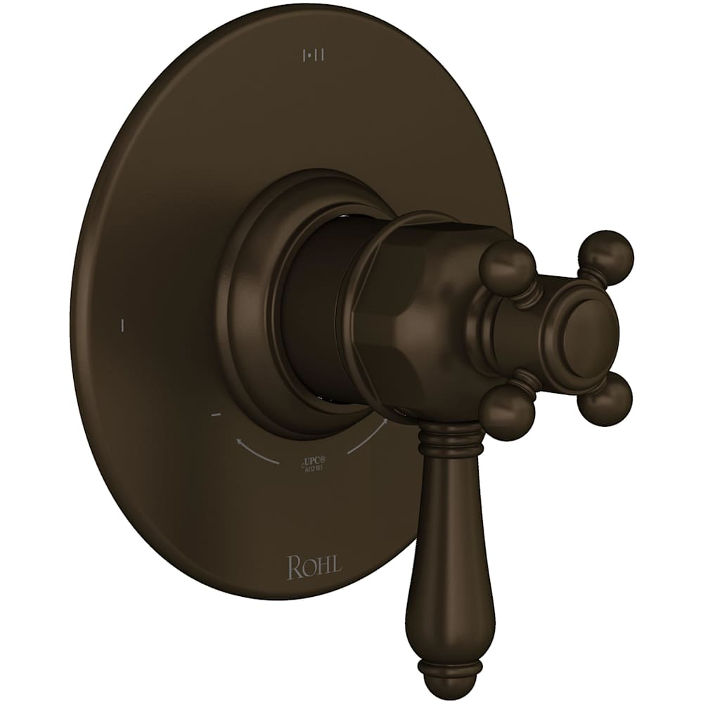 Acqui Two Independent and One Shared Function Thermostatic Valve Trim Only with Single Cross / Lever Handle, Integrated Diverter, and Volume Control - Less Rough In