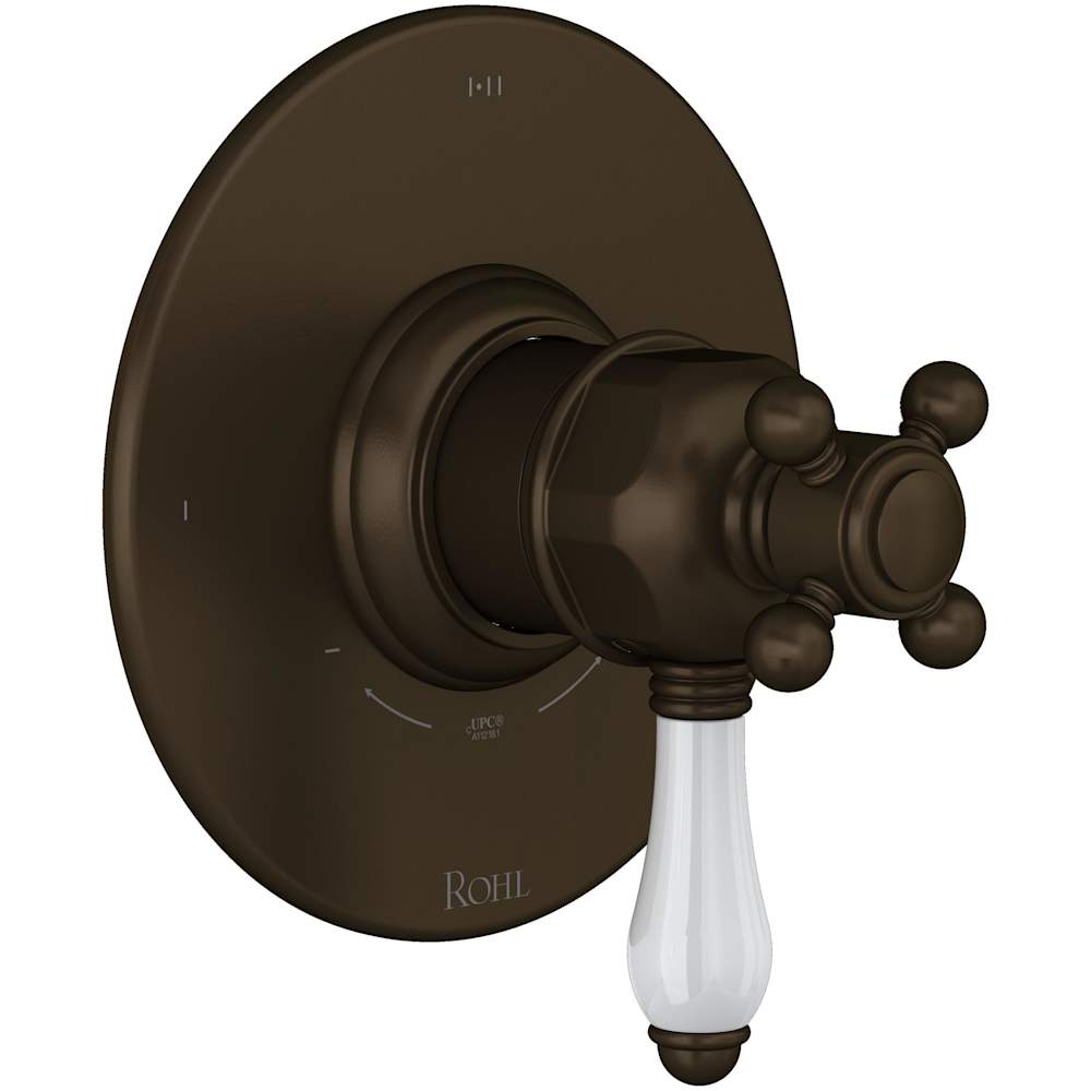 Acqui Two Independent and One Shared Function Thermostatic Valve Trim Only with Single Cross / Lever Handle, Integrated Diverter, and Volume Control - Less Rough In