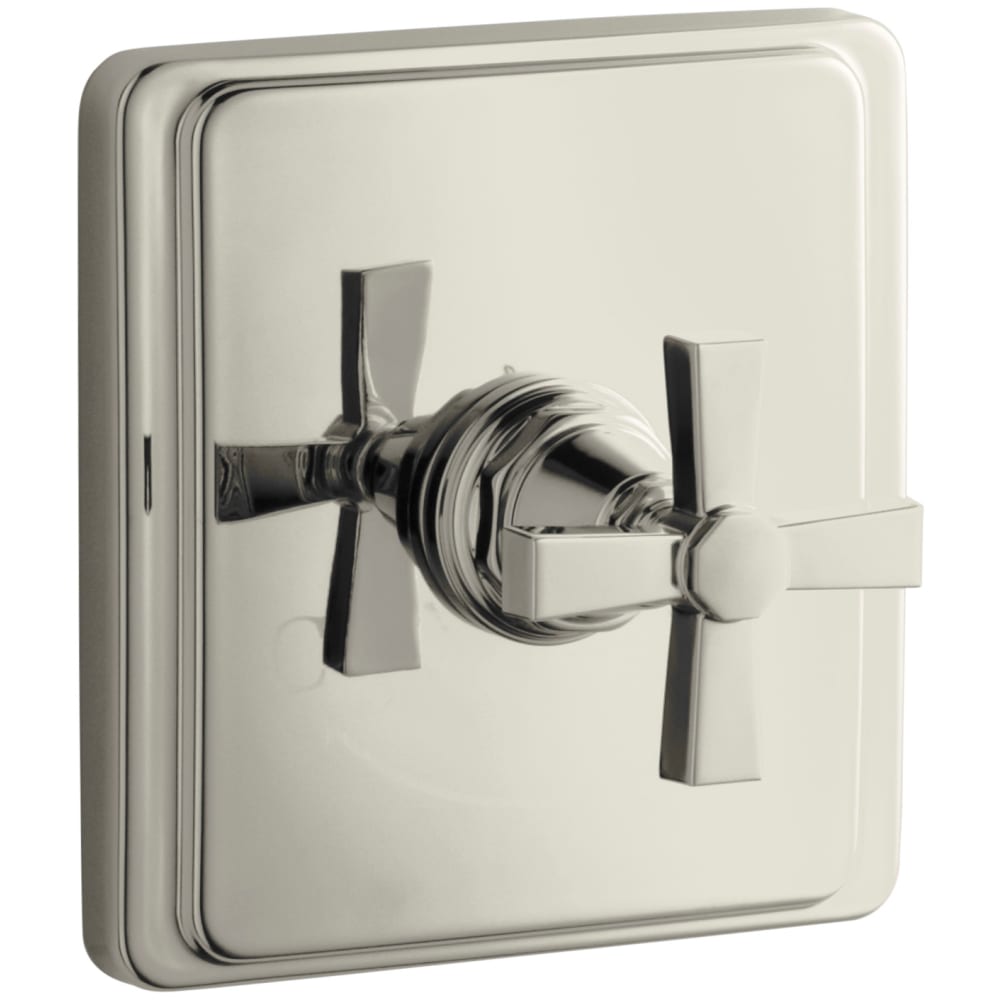Pinstripe Single Handle Thermostatic Valve Trim with Metal Cross Handle