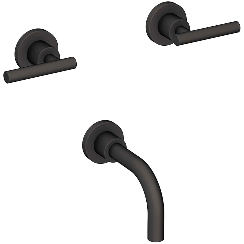 East Linear Double Handle Wall Mounted Tub Filler with Metal Lever Handles