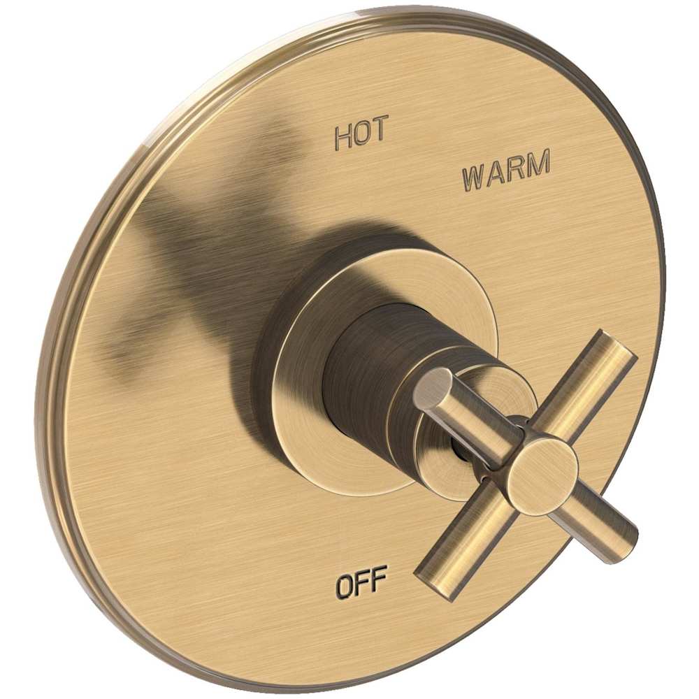 East Linear Collection Single Handle Round Pressure Balanced Shower Trim Plate Only with Metal Cross Handle